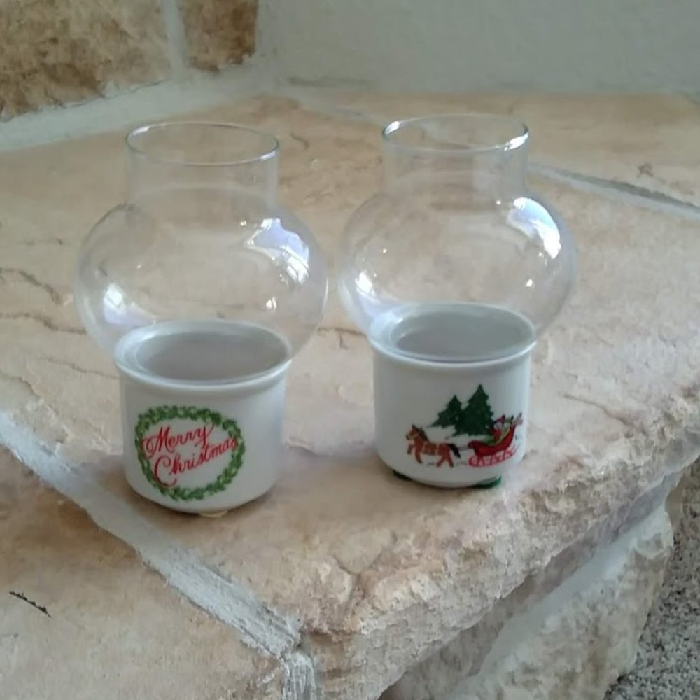 2 Vintage Mini Hurricane lamp Candles